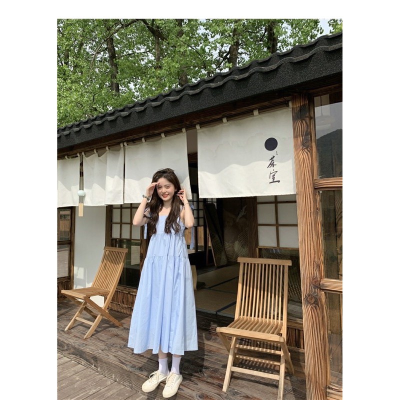 Đầm 2 dây maxi babydoll dáng dài dễ thương đi biển ulzzang Hàn Quốc [Yannie]