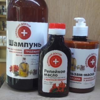 DOMASHNIJ DOCTOR BỘ CHỐNG RỤNG TÓC (DẦU GỘI + DẦU XẢ + TINH DẦU NGƯU BÀNG KÍCH THÍCH MỌC TÓC)