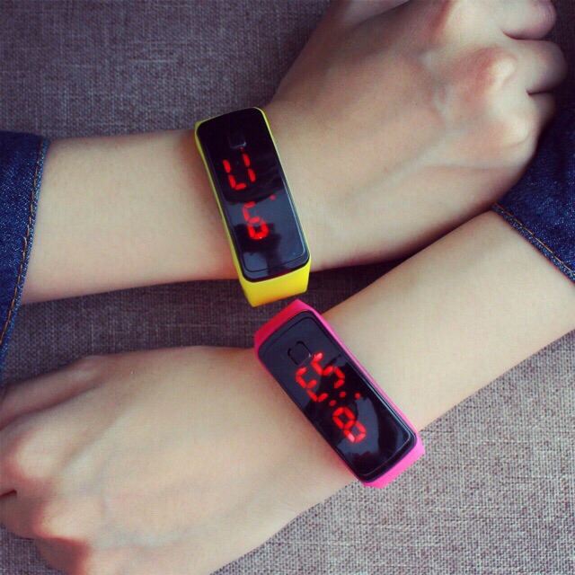 Đồng hồ led unisex Sport Ulzzang đèn led dây cao su dẻo dai phong cách thời trang năng động