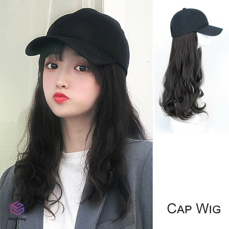(Hàng Mới Về) Mũ Lưỡi Trai Kèm Tóc Giả Dài Uốn Xoăn Thời Trang Cho Nữ