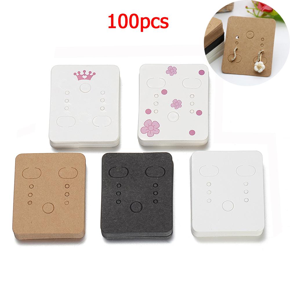 ESPO Set 100 Thẻ Trưng Bày Bông Tai DIY Màu Trắng Thời Trang