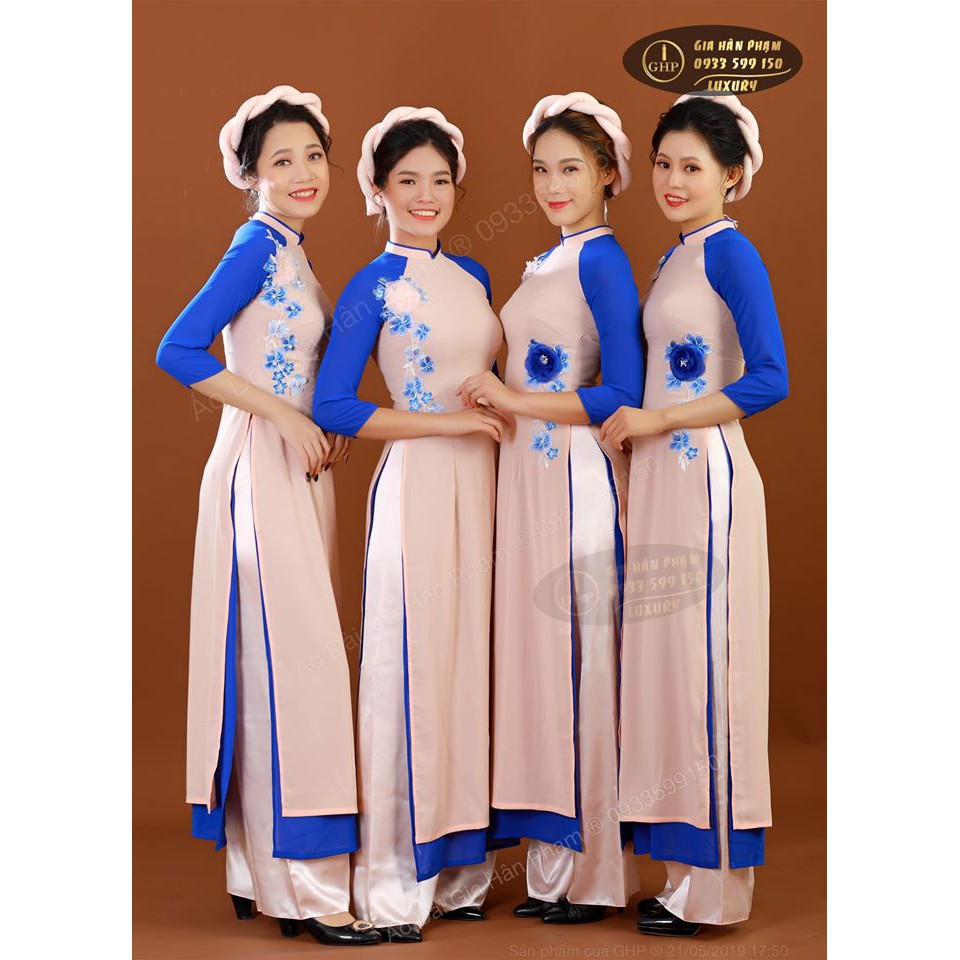 Áo Dài 2 Lớp Xanh Bích Dâu (Áo Dài Gia Hân Phạm)