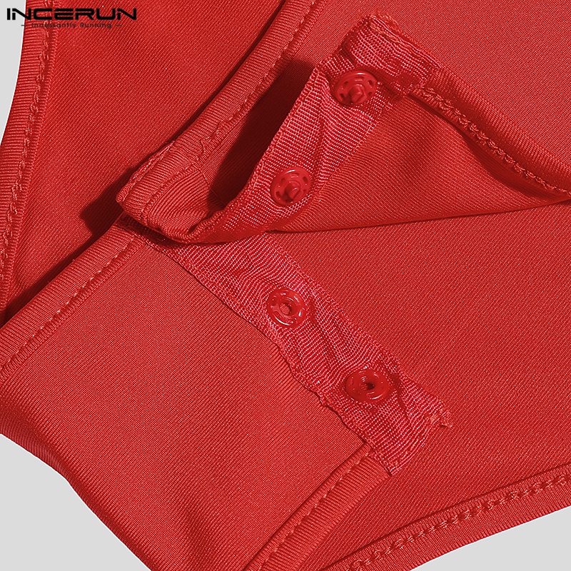 Áo lưới liền quần INCERUN xuyên thấu không tay gợi cảm cho nam