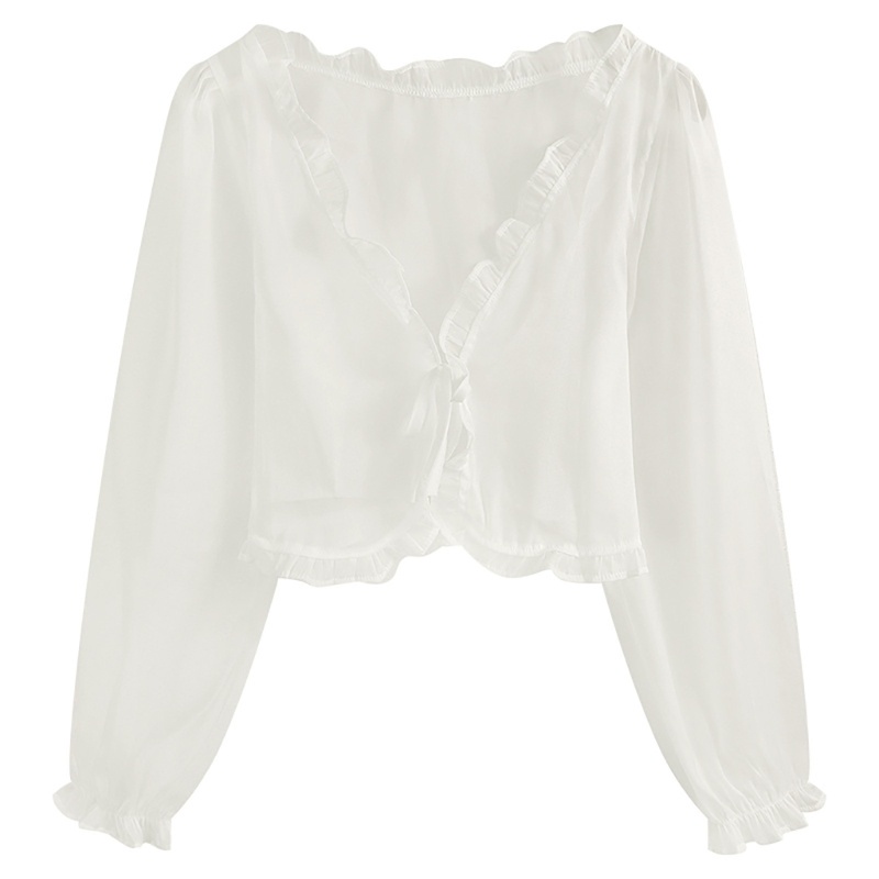 Áo Khoác Cardigan Dài Tay Chất Liệu Chiffon Mỏng Nhẹ Thời Trang Mùa Hè Dành Cho Nữ