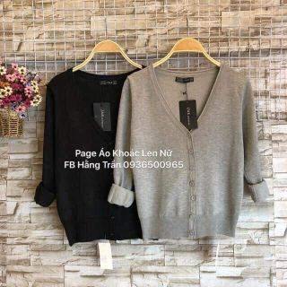 Áo khoác len nút bọc cổ tim 7 nút .