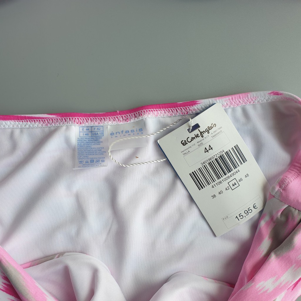 Bộ bơi hai mảnh hồng hoạ tiết ngang đẩy ngực Enfasis xuất khẩu Ý