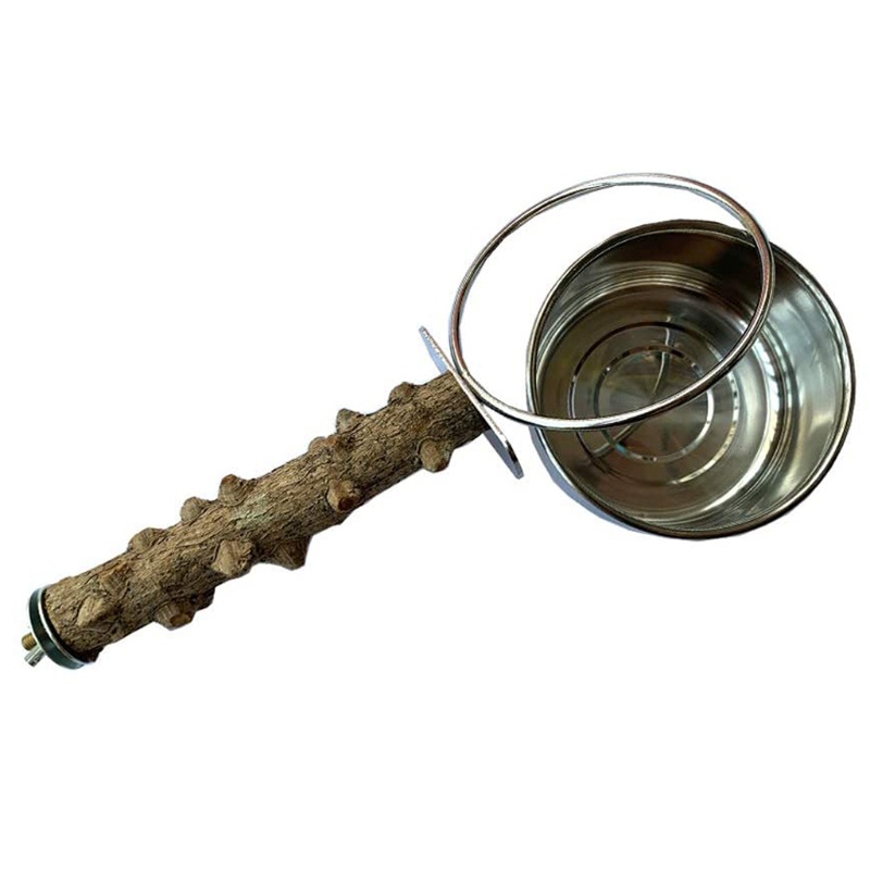 Khay Đựng Thức Ăn Bằng Thép Không Gỉ Kèm Giá Đỡ Đứng Cho Chim Vẹt