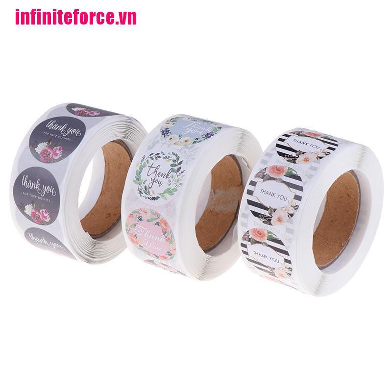 VN (Hàng Mới Về) Set 500 Nhãn Dán Niêm Phong Bao Bì Với Họa Tiết Hoa Đẹp Mắt