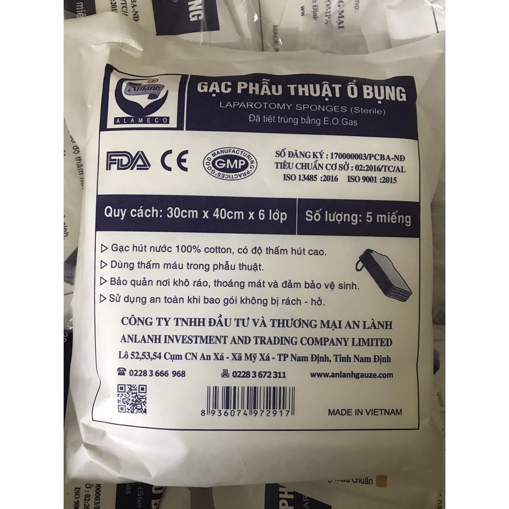 Gạc phẫu thuật ổ bụng 30x40cm
