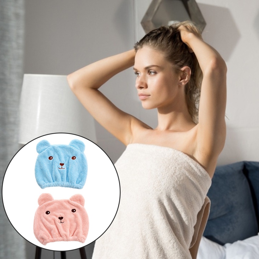 1 Mũ Trùm Đầu Làm Khô Tóc Nhanh Bằng Lông Cừu San Hô Họa Tiết Hoạt Hình Dễ Thương Nhỏ Gọn Dành Cho Bạn Nữ
