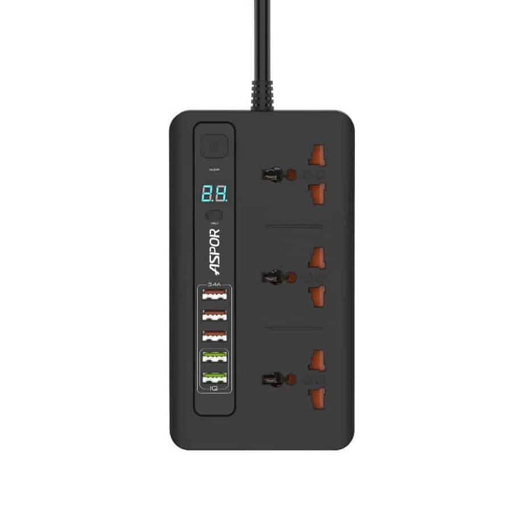 [MẪU MỚI]ASPOR A503 với 5 cổng USB Sạc nhanh 3.1A,Ổ hẹn giờ thông minh Tự Động TẮT,Phích cắm Đa Năng,Ổ Điện