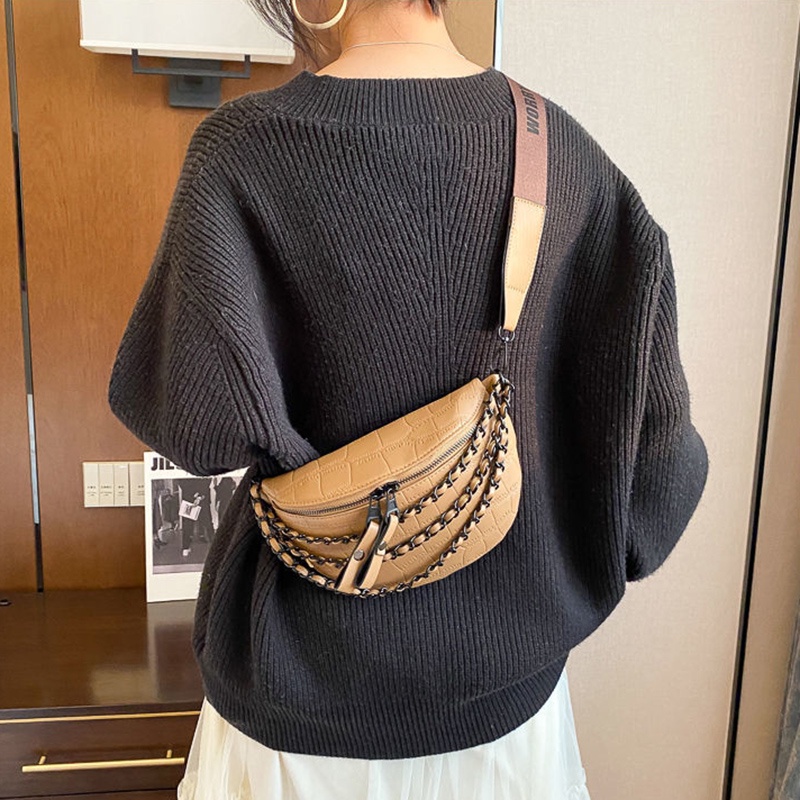 Túi xách IELGY đeo chéo vai dây xích bản rộng kết cấu cao cấp phối thoải mái