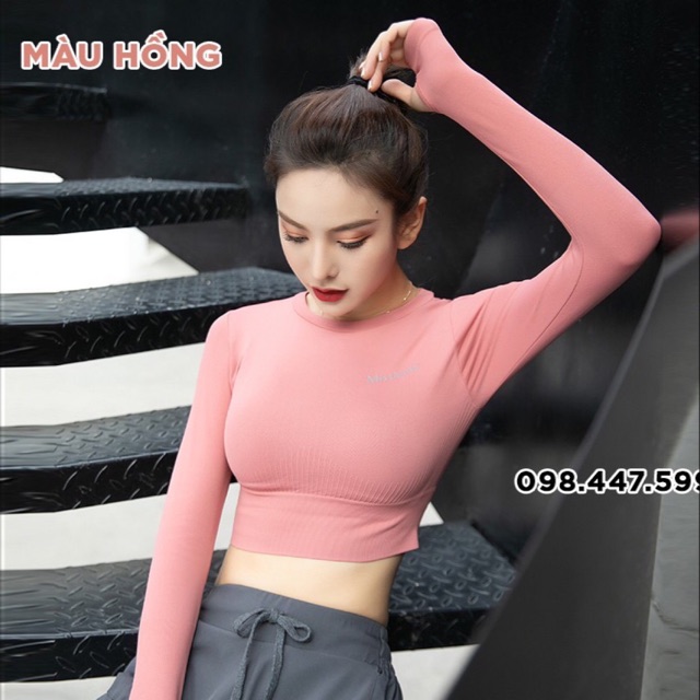 AD3 ÁO CROPTOP DÀI TAY TẬP GYM, YOGA