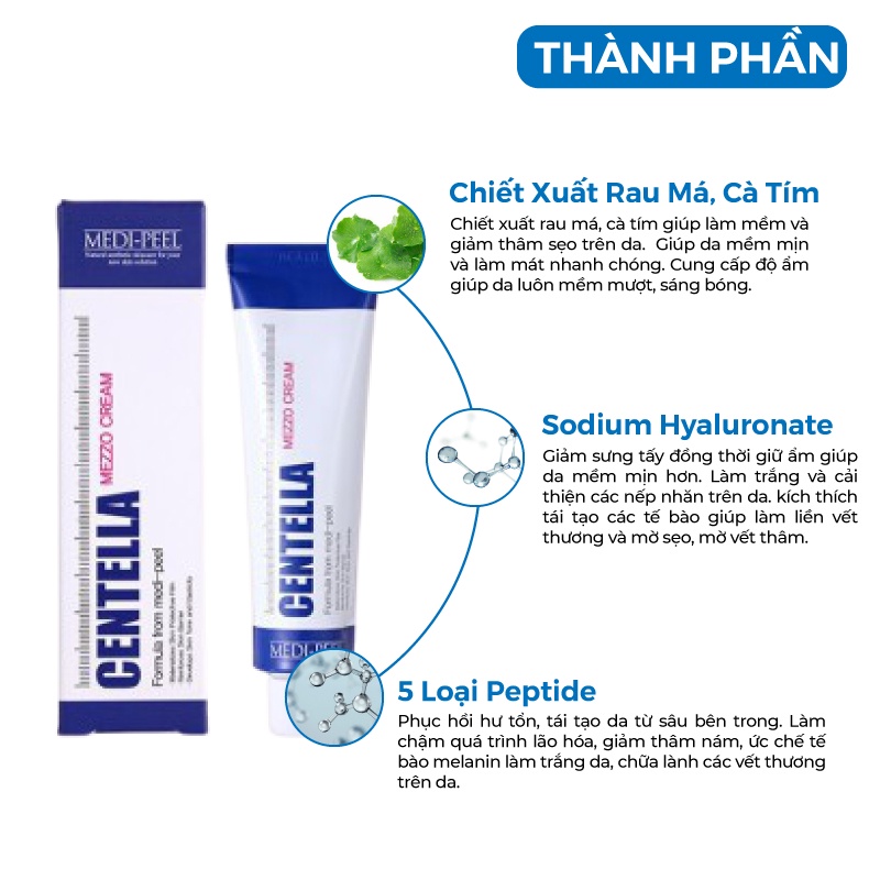 Kem dưỡng trắng da dưỡng ẩm hỗ trợ giảm mụn Phục hồi da Medi-Peel Centela Mezzo Cream Hàn Quốc 30ml