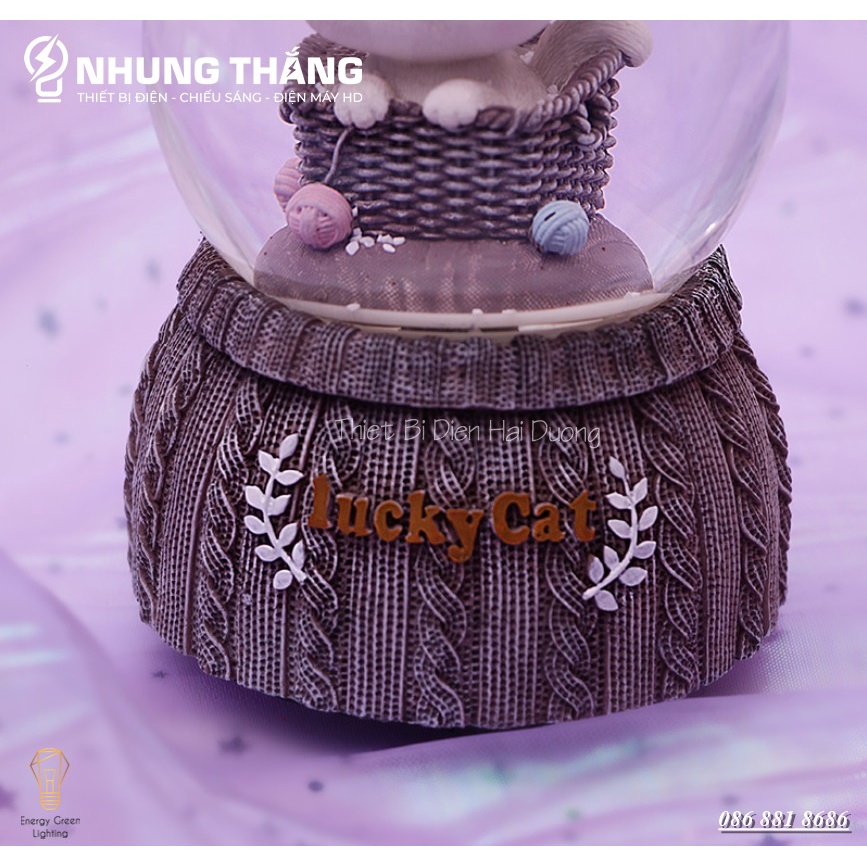 Quả Cầu Tuyết Phát Nhạc Hình Chú Mèo Siêu Dễ Thương - Thích Hợp Làm Quà Tặng Cho Các Dịp Lễ, Sinh Nhật - Tặng Pin