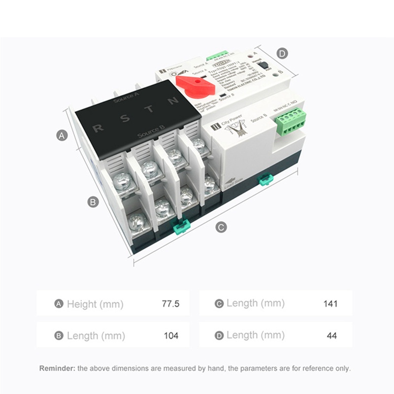 Công Tắc Nguồn Tự Động Din Rail 4P ATS