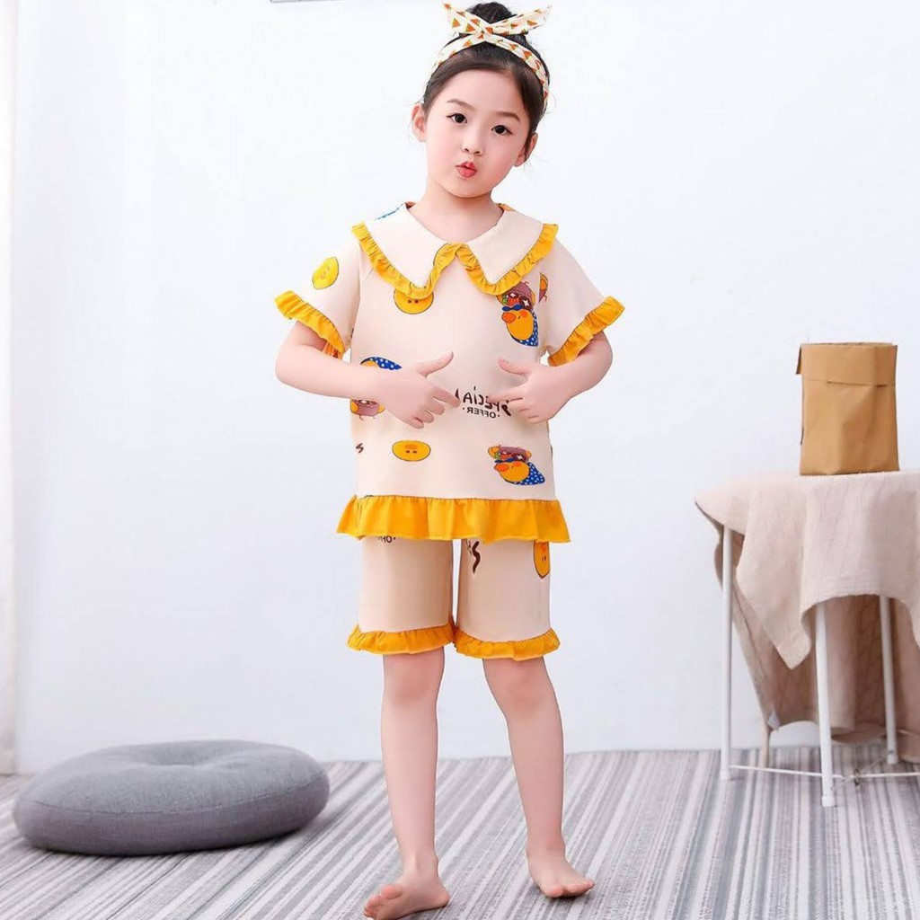 Đồ bộ Cotton cao cấp cho Bé Gái Màu sắc - Cotton mềm mại và thoải mái dạo phố mặc nhà