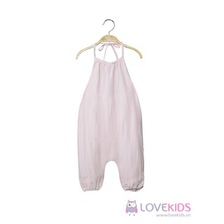 Jumpsuit trơn cổ yếm – màu hồng Lovekids LK0208