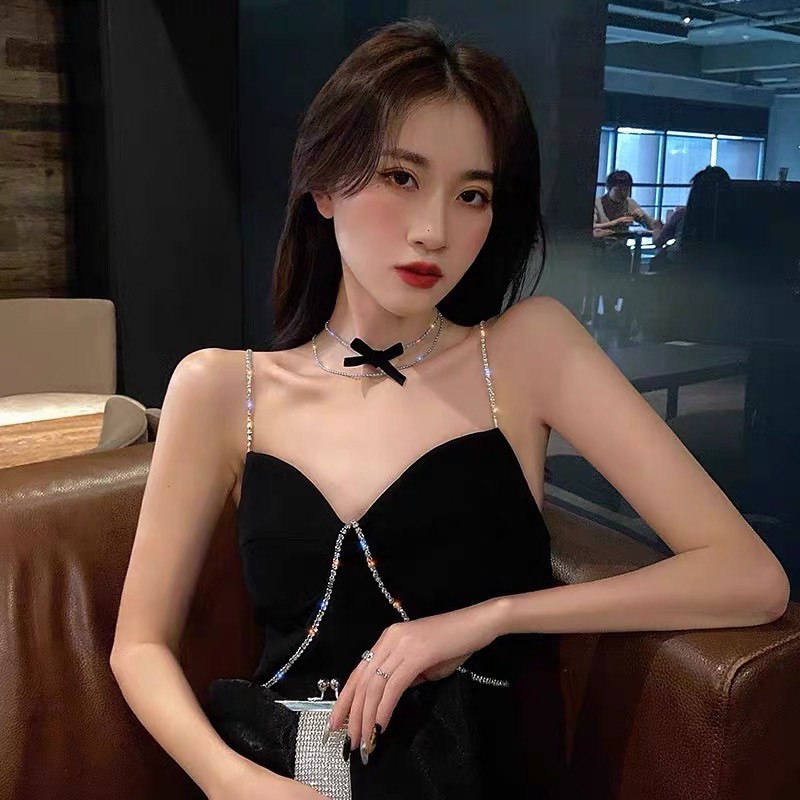 Choker thắt nơ lấp lánh - vòng cổ thắt nơ lấp lánh