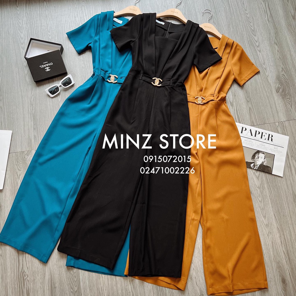 Jumpsuit cổ vuông vạt chéo đai liên