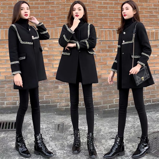 (Order) 50-100kg Áo khoác dạ dáng lửng phối viền dạ tweed sang chảnh