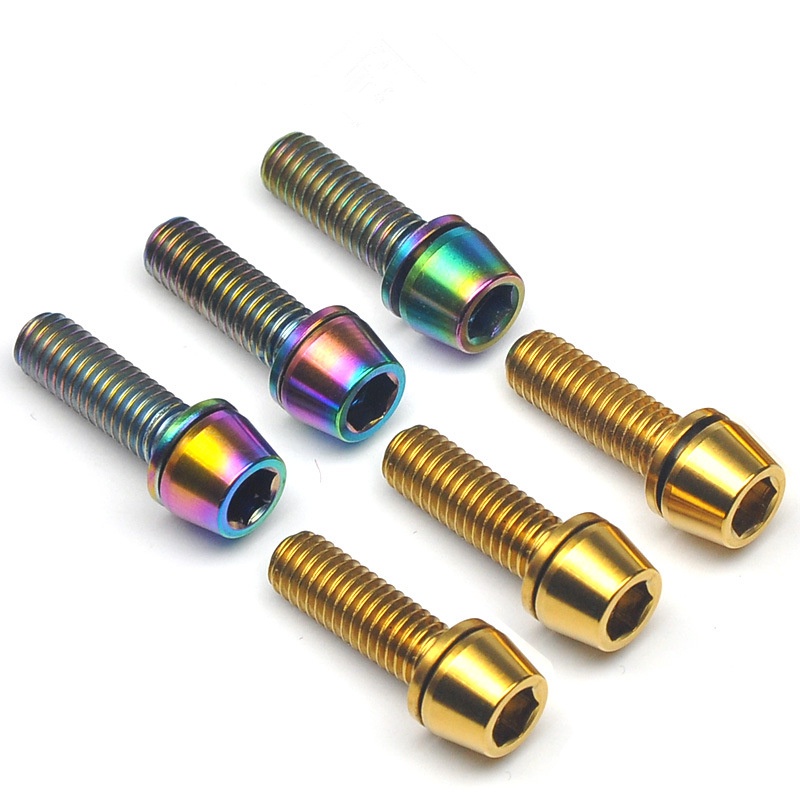 Bộ Bu Lông Ốc Vít M5 X 16mm M5*18 M5x20 Bằng Titan Màu Xanh Dương Đen Vàng Kèm Vòng Đệm Cho Xe Đạp