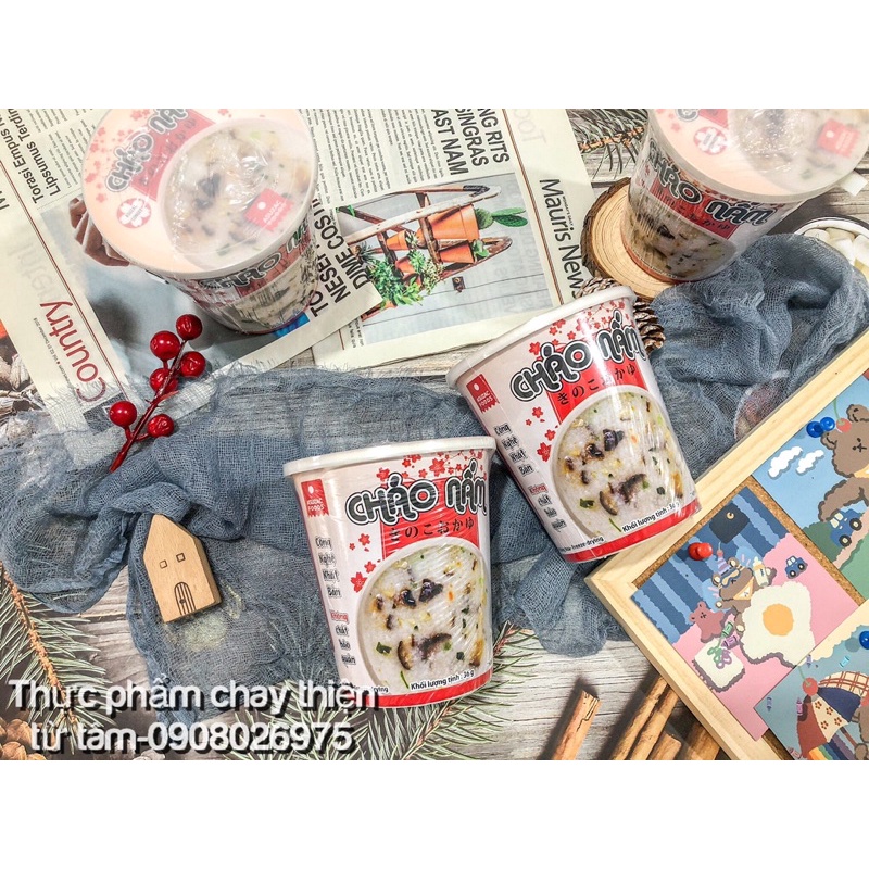 Cháo Nấm Ăn Liền Ly THIỆN TỪ TÂM Nguyên Liệu Hoàn Toàn Tự Nhiên Chay Mặn Đều Dùng Được