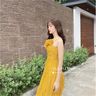 Váy maxi tơ hoa ngực