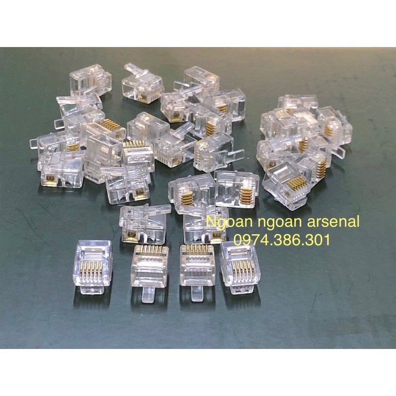 Hạt điện thoại 4 chân RJ11, 4 chân nhỏ RJ9, 6 chân RJ12 chân đồng