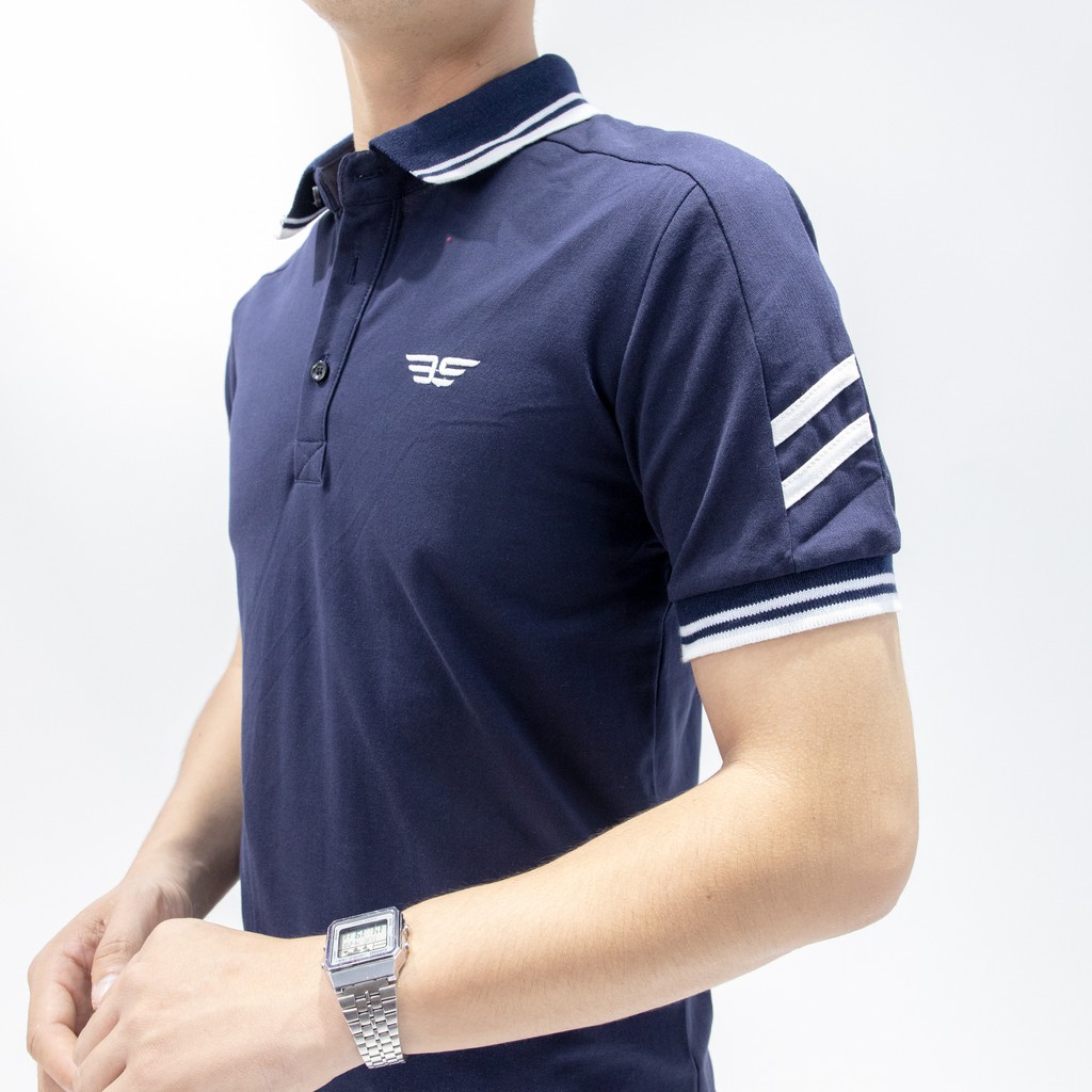 Áo Polo nam cổ bẻ phối UCO vải cotton cá sấu cao cấp, chuẩn form, sang trọng lịch sự màu navy, trắng ATS0376 - EMSPO