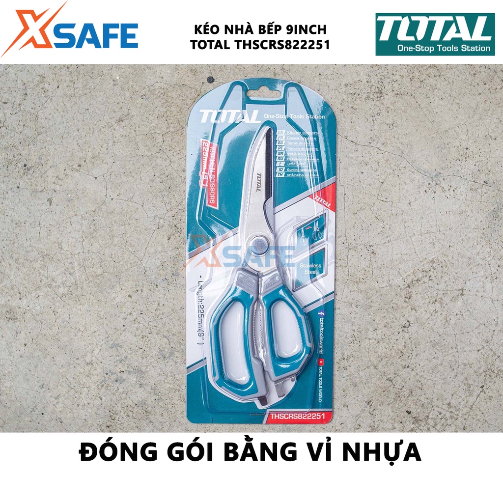 Kéo nhà bếp total THSCRS822251 225mm Dụng cụ cắt tỉa thép không gỉ, độ dày lưỡi 3.0mm, dùng cắt, khui, bẻ đai ốc, mở nắp