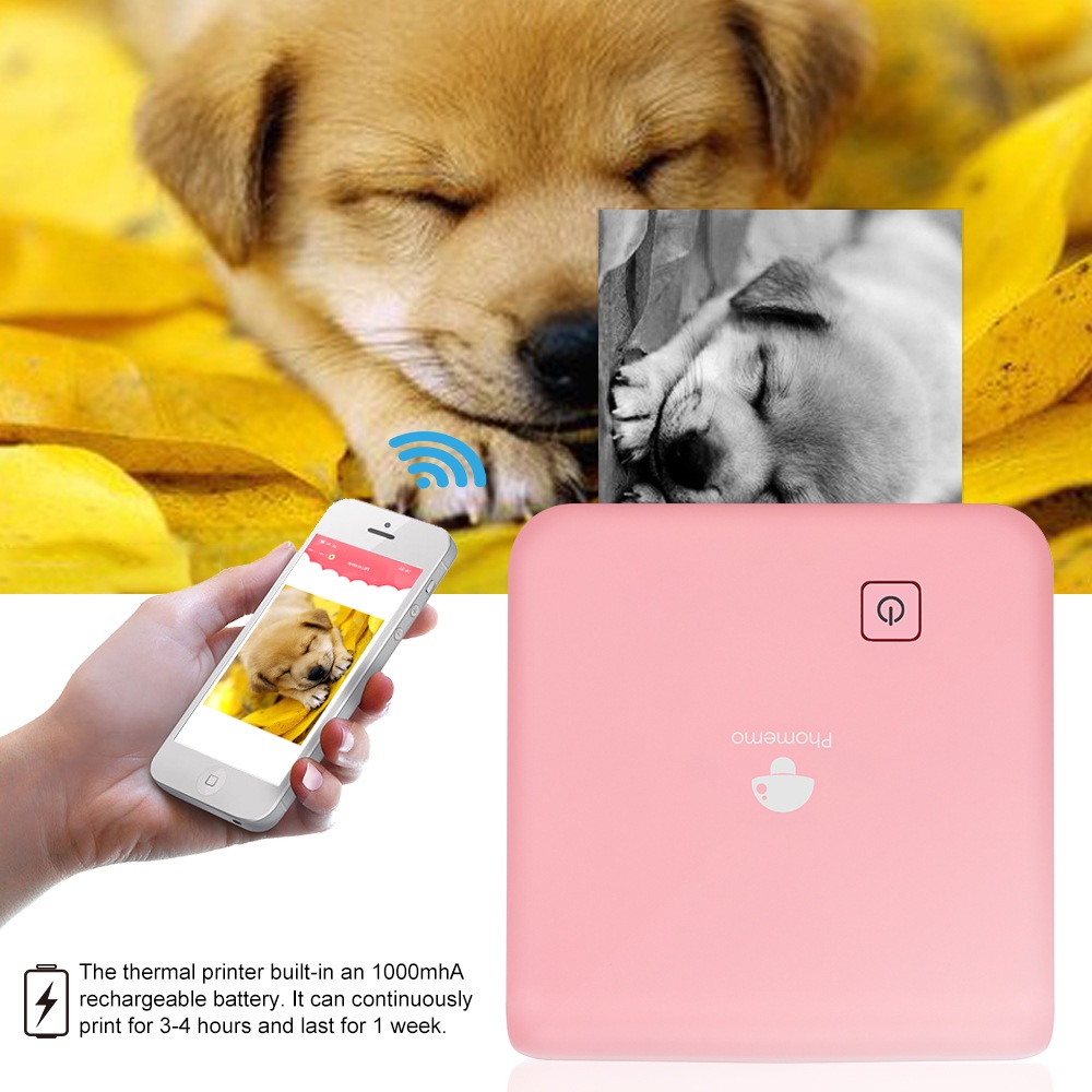 Máy In Không Dây Phomemo M02 Pro Kết Nối Bluetooth 300dpi Kèm 3 Cuộn Nhãn Dán Cho Điện Thoại Android IOS