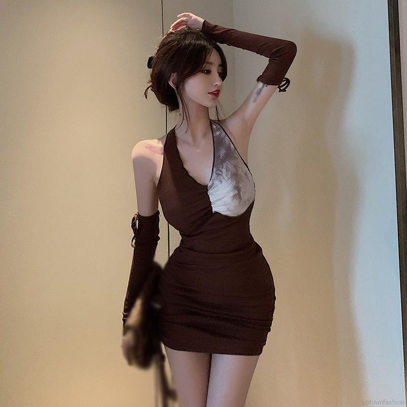 Đầm thời trang ôm dáng không tay hở lưng thiết kế có ống tay quyến rũ dễ phối đồ dành cho nữ