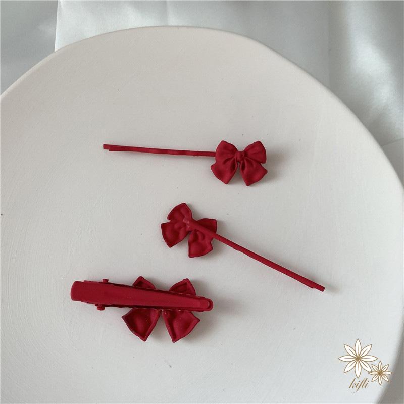 Kẹp tóc nơ đỏ thời trang Hàn Quốc cho nữ