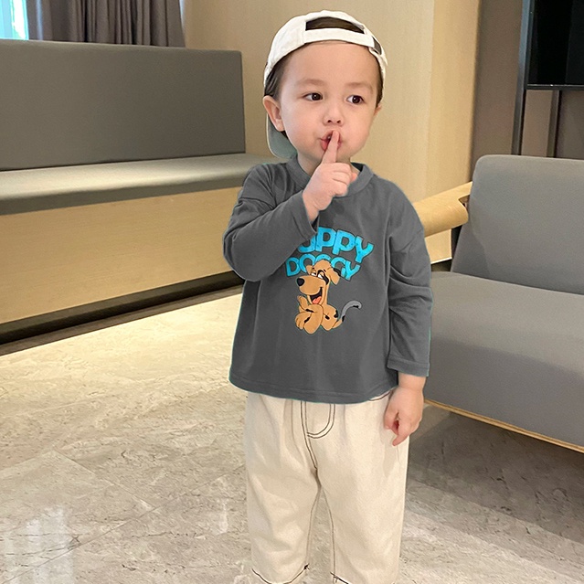 Áo thun dài tay bé trai Magickids cổ tròn chất cotton thấm hút mồ hôi hình in dễ thương Quần áo trẻ em thu đông AO22043