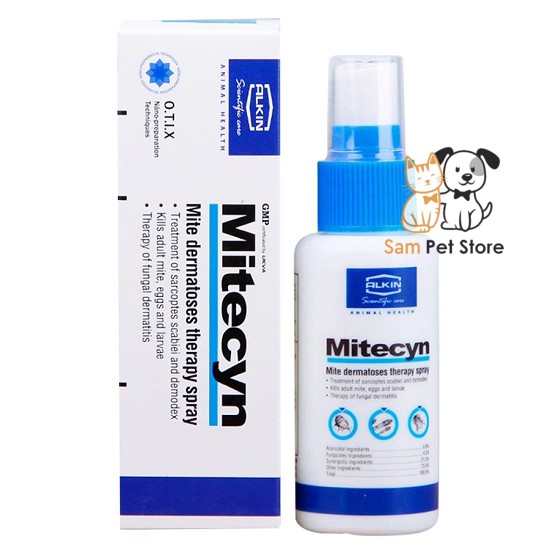 [Mã PET50K giảm Giảm 10% - Tối đa 50K đơn từ 250K] Xịt nấm trị ve ghẻ Alkin Mitecyn cho chó mèo 50ml