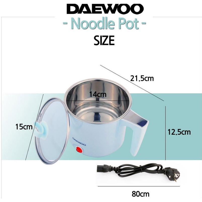 Ca nấu mì, lẩu đa năng 700ml Daewoo DEN-M550 nấu cực nhanh, bảo hành 1 năm