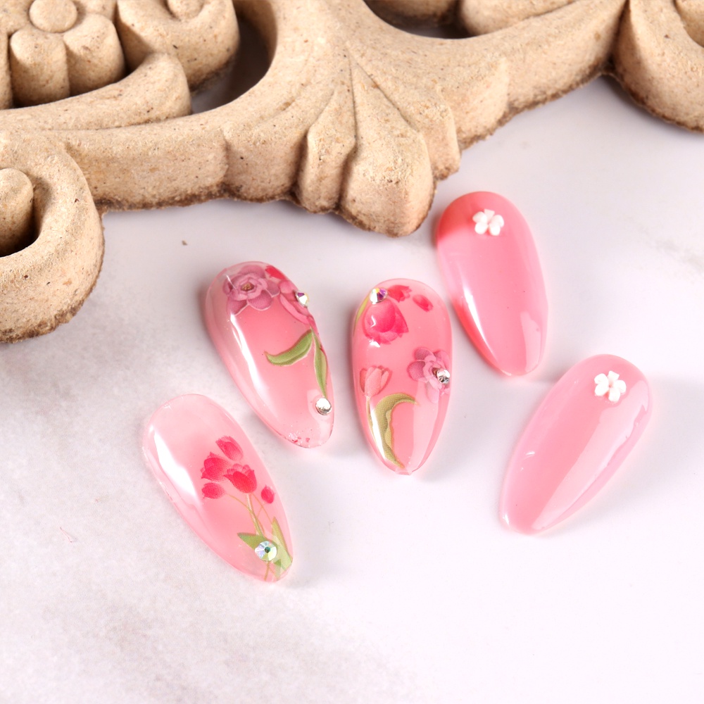 Miếng Dán Trang Trí Móng Tay Hình Hoa Tulip 3D Thanh Lịch