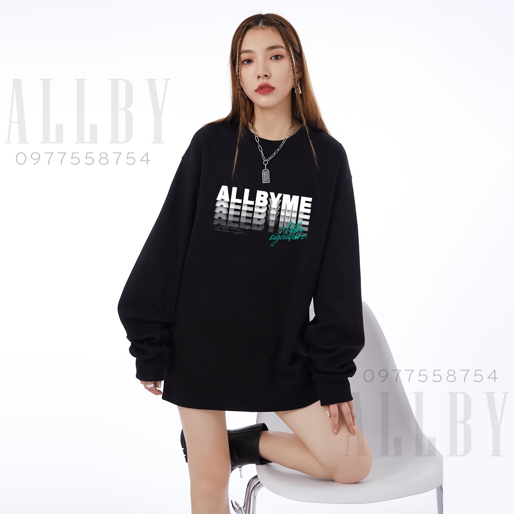 Áo sweater nam nữ form rộng Allby Me , áo hoodie nỉ nam nữ unisex da cá đen trắng | BigBuy360 - bigbuy360.vn