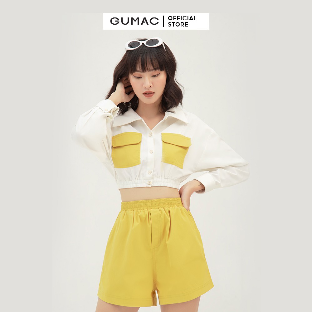 [Mã WABRGU100 giảm 15% đơn 249K tối đa 100k] Áo croptop nữ phối túi GUMAC phong cách năng động màu trắng AB3125 | BigBuy360 - bigbuy360.vn