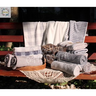 Set 5 khăn tắm/khăn lau tóc xuất Nhật kẻ nhiều màu 34*86cm