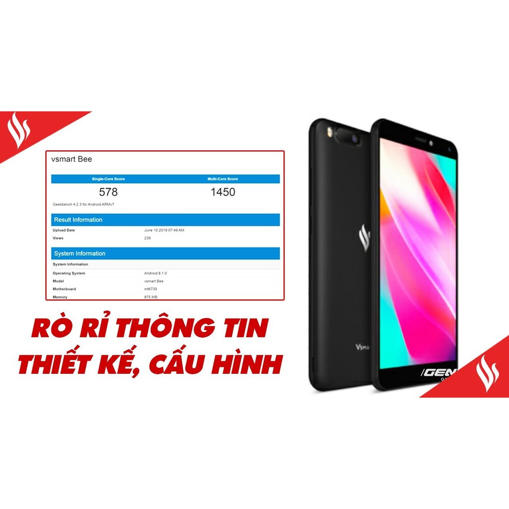 Điện thoại cảm ứng Vsmart Bee Ram 1GB Rom 16GB ( Giao màu ngẫu nhiên)