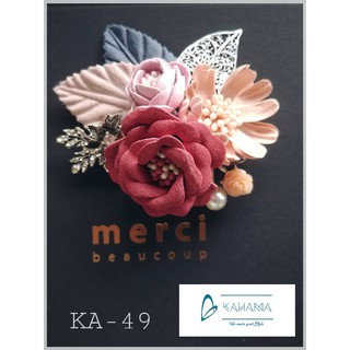 Cài áo hoa vải thô, đính đá handmade sang trọng - Mã KA49