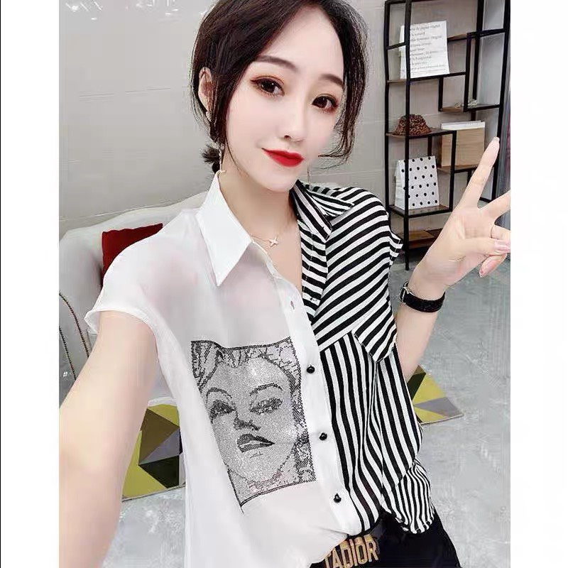 Áo sơ mi nữ phối kẻ hiện đại , cá tính xu hướng 2022 , dáng cánh dơi nhẹ , chất liệu lụa cát hàn siêu mát