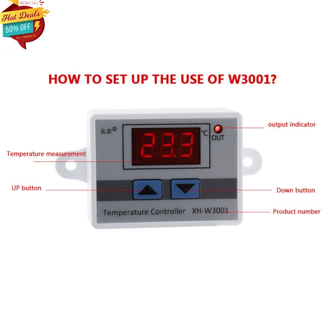 Thiết bị điều khiển nhiệt độ XH-W3001 W3001 cón đèn LED với đầu dò chuyên dụng