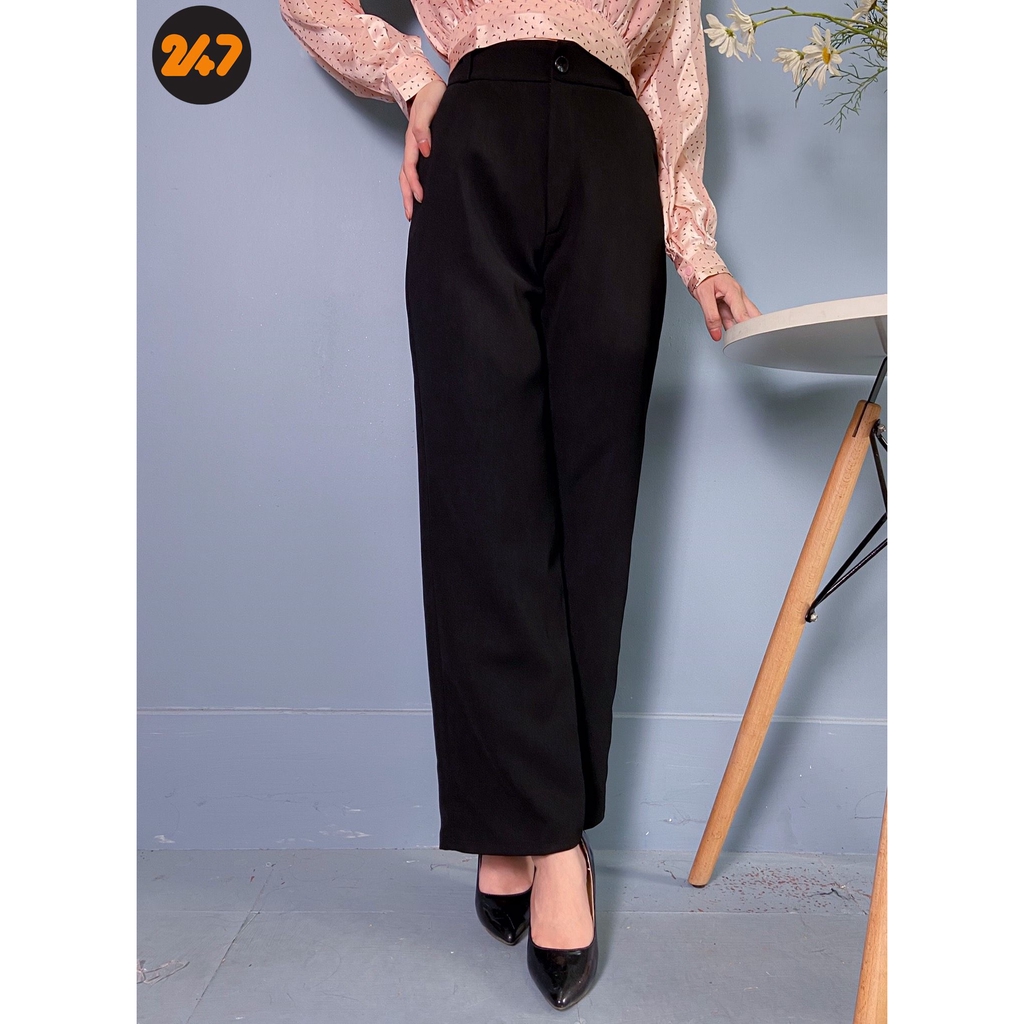 Quần culottes rộng cạp cao khoá trước 1 khuy