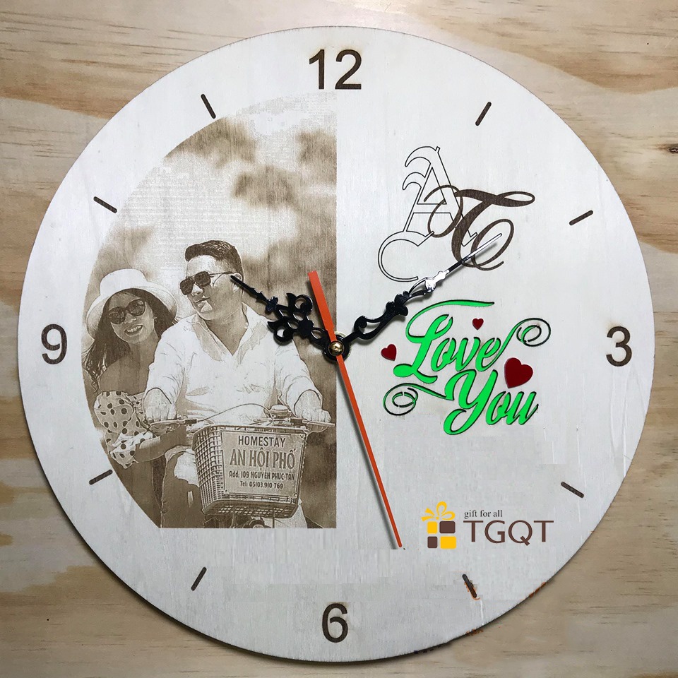 Đồng Hồ Gỗ Khắc Hình Theo Yêu Cầu - Quà Tặng Sinh Nhật, Quà Tặng Thầy Cô