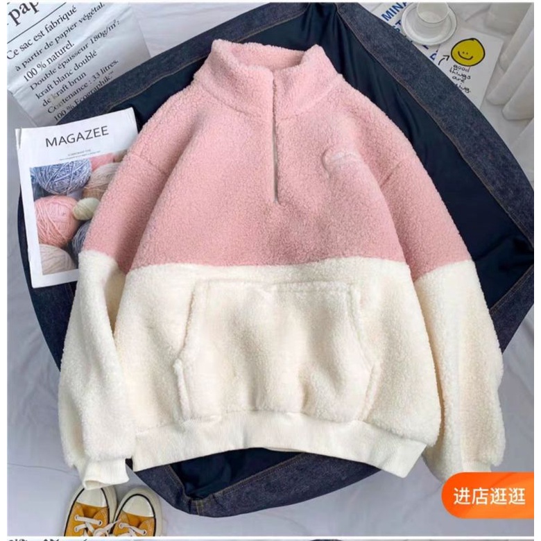 ✅Áo Lông Cừu Dày Cao Cổ Nửa Khóa Kéo Thân Dài | BigBuy360 - bigbuy360.vn