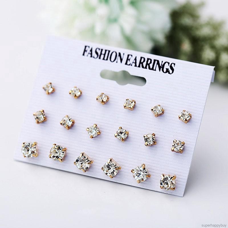 Set 9 Đôi Khuyên Tai Phong Cách Hàn Quốc Thời Trang Cho Nữ