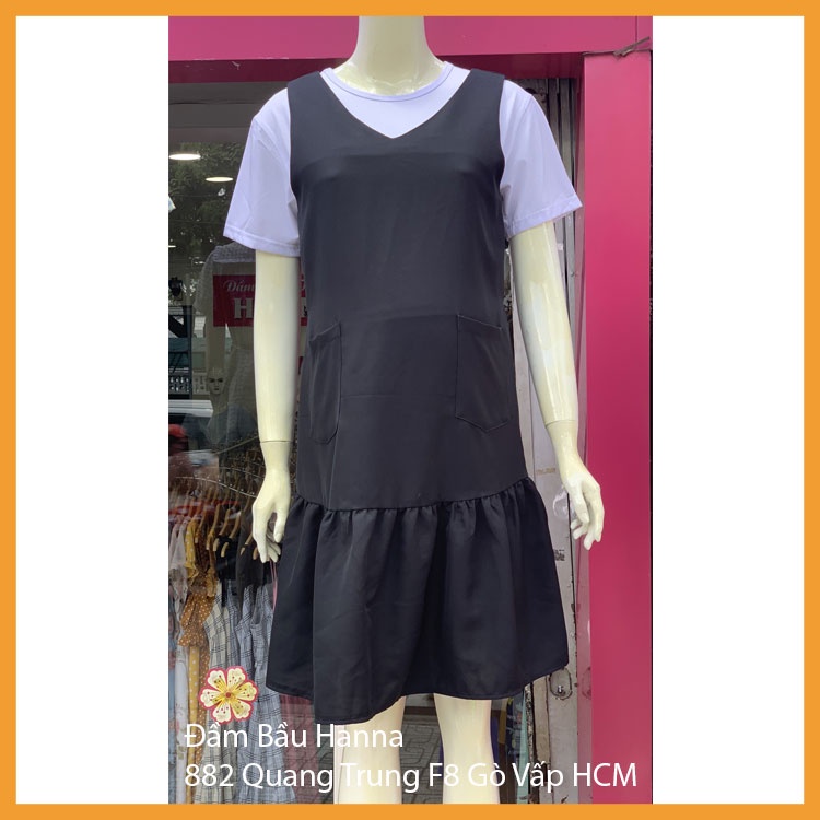[Size 40 đến 80kg] Đầm yếm bầu rời công sở vải cao cấp thoáng mát thấm mồ hôi có size 80kg đuôi cá dễ thương dài qua gối